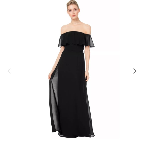 Bill Levkoff Dresses & Skirts - Bill Levkoff Bridesmaids Black Chiffon Off The Shoulder A-line Dress